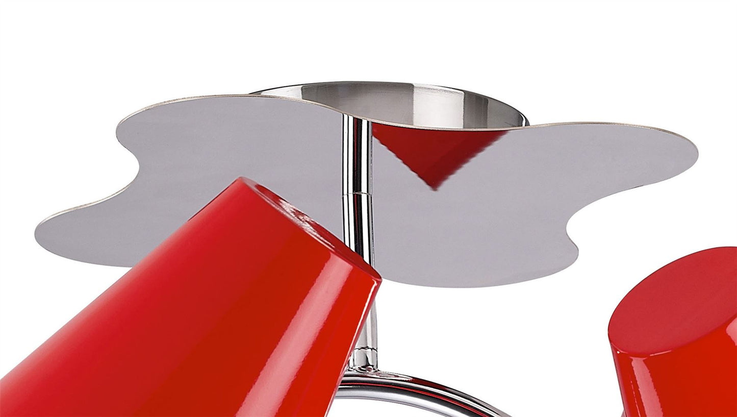 Mantra M1565 Ora Ceiling 2 Arm 4 Light E27, Gloss Red/White Acrylic/Polished Chrome