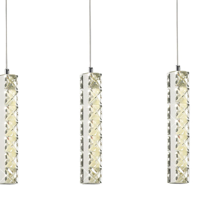 Diyas Galaxy Linear  3 Drop LED 4000K 3 X 3W Polished Chrome, Crystal Ceiling Pendant Light Fitting