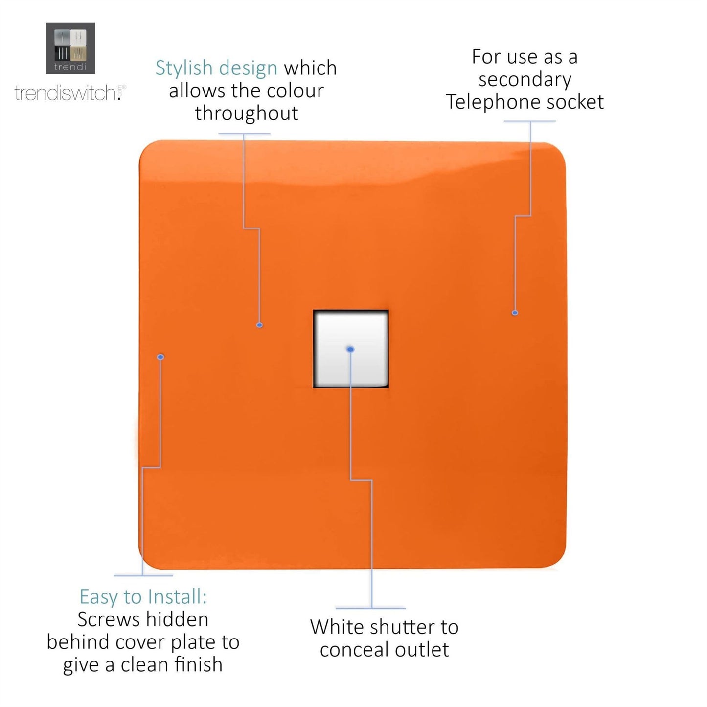 Trendi Artistic Modern Glossy Tactile Telephone Socket Orange