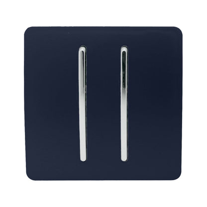 Trendi 2 Gang 3 Way Intermediate Artistic Modern Glossy 10 Amp Rocker Light Switch Navy