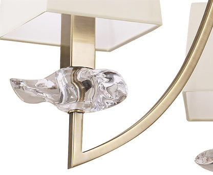 Mantra Akira 54cm Pendant 3 Light E14, Antique Brass with Cream Shades