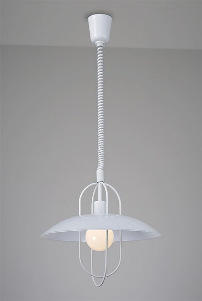Deco Riva Rise & Fall Pendant 1 Light E27, Matt White/Opal White Glass Shade