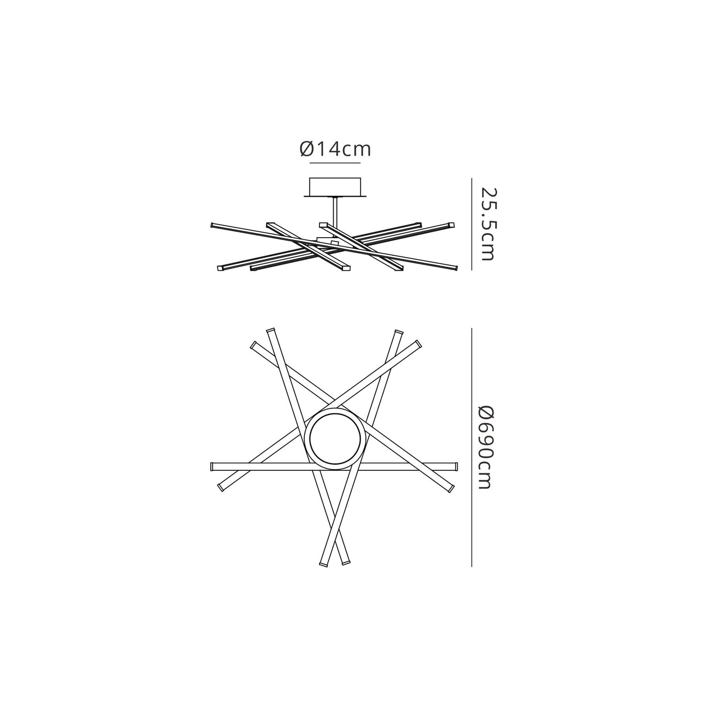 Mantra Star LED Star Semi Flush, 42W LED, 3000K, 3700lm, Silver/Frosted Acrylic/Polishde Chrome, 3yrs Warranty Ceiling