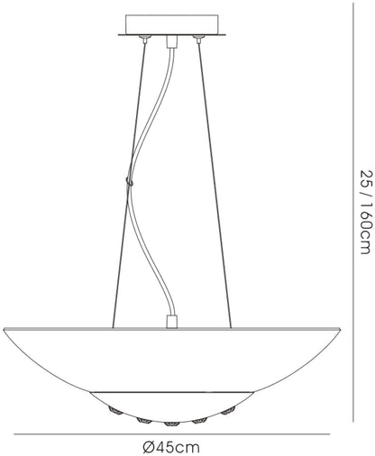 Diyas Amada 45cm  6 Light G9, French Gold/Opal White Glass Ceiling Pendant Light Fitting