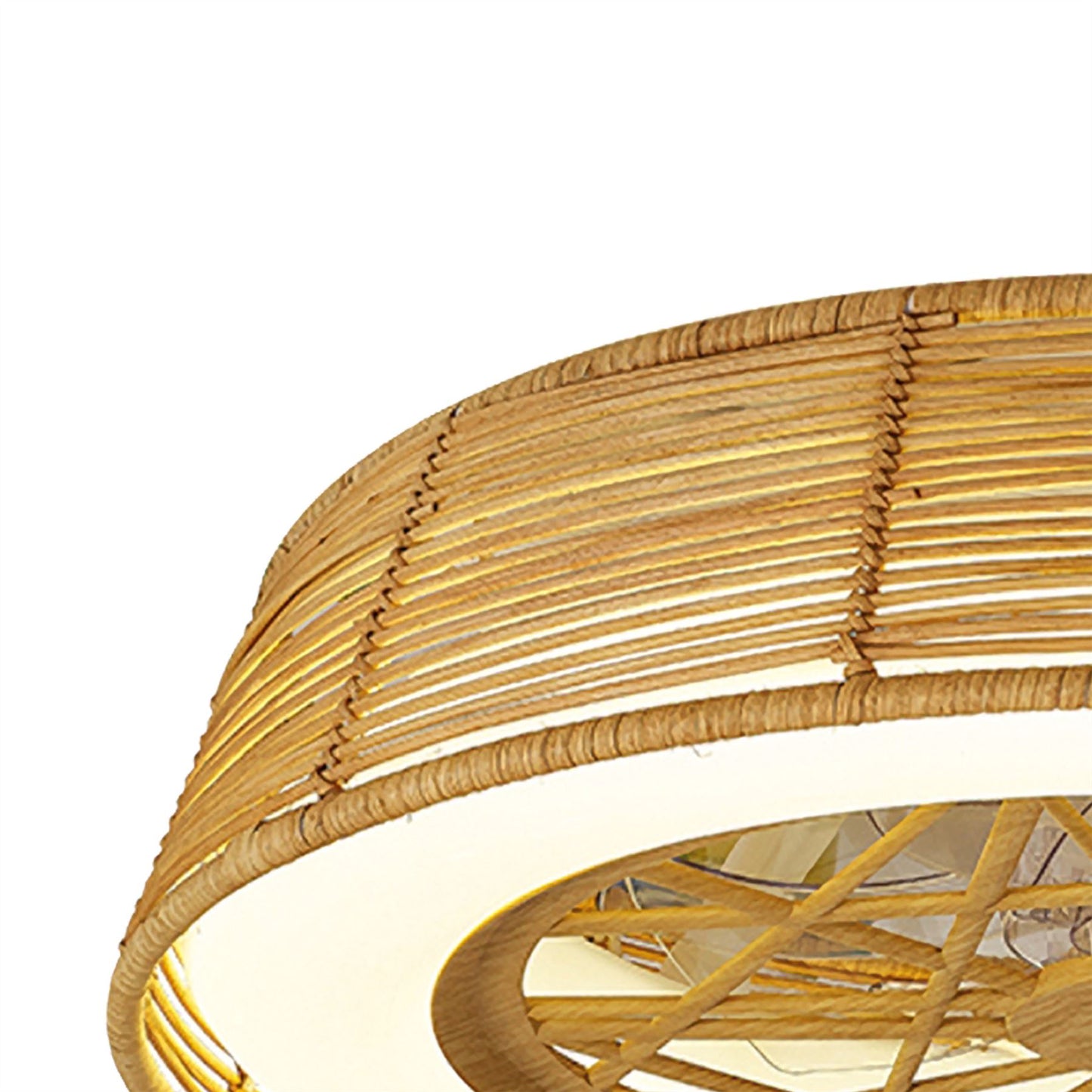 Indonesia 63cm 70W LED Dimmable Ceiling Light With Built-In 35W DC Reversible Fan, Beige Rattan, 4200lm, 5yrs Warranty
