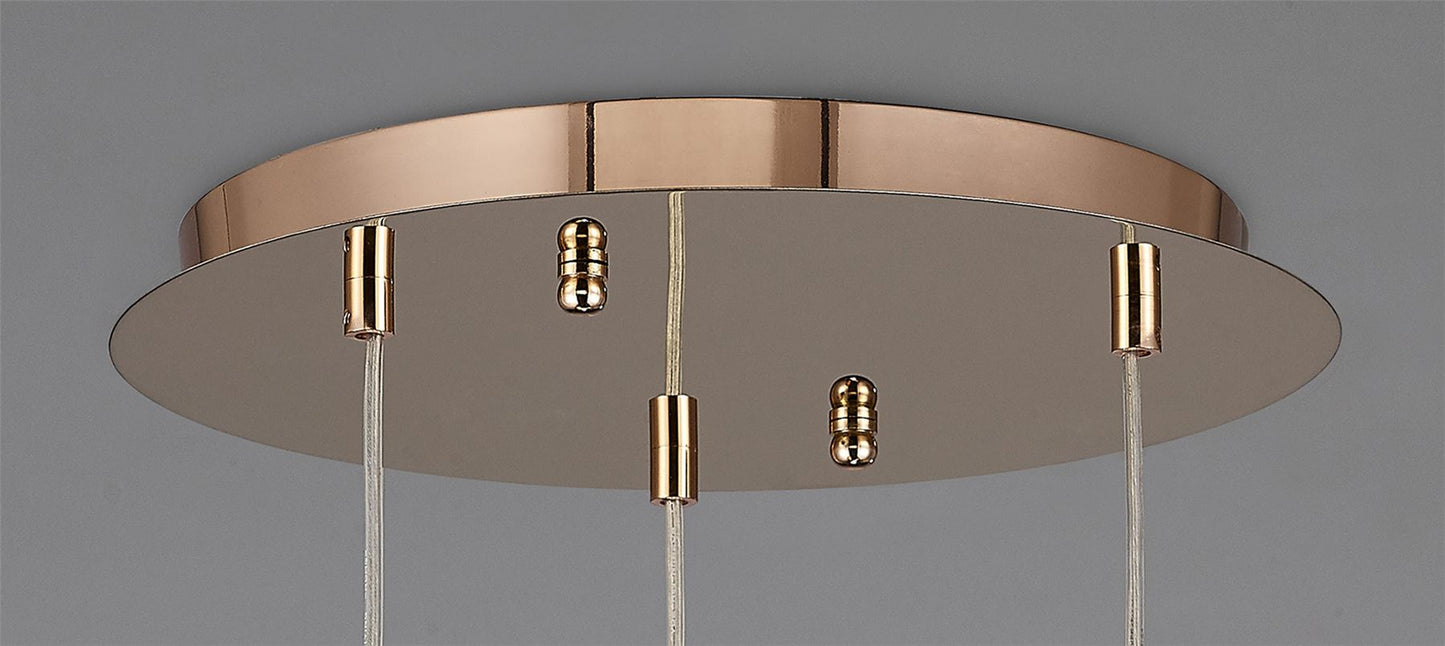 Diyas Camden 35cm  3 Light G9 Round Rose Gold/Mosaic Glass/Crystal Ceiling Pendant Light Fitting