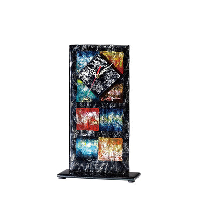 Diyas Home (DH) Orion Glass Art Clock Black/Multi-Colour Art
