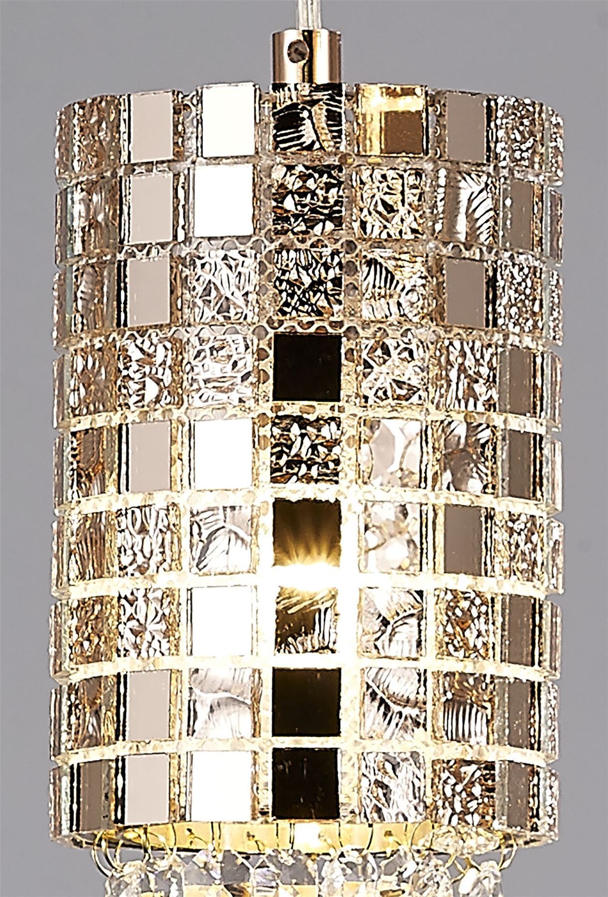 Diyas Camden 35cm  3 Light G9 Round Rose Gold/Mosaic Glass/Crystal Ceiling Pendant Light Fitting