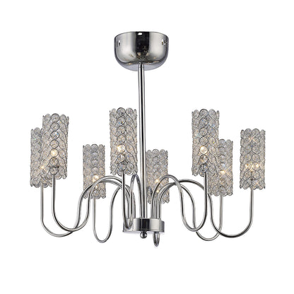 Diyas Martina 55cm  8 Light G4 Polished Chrome/Crystal, NOT LED/CFL Compatible Ceiling Pendant Light Fitting