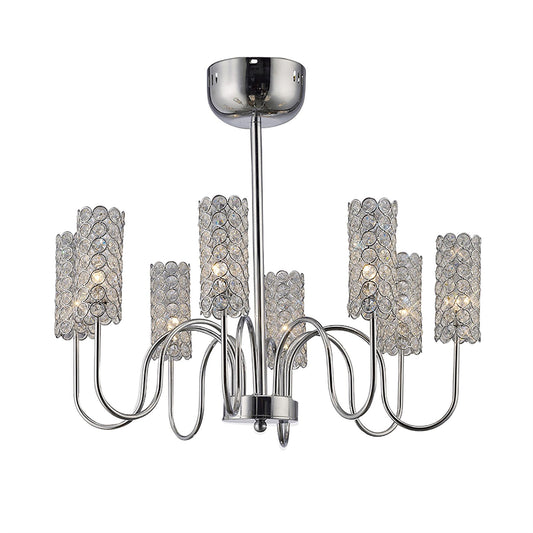 Diyas Martina 55cm  8 Light G4 Polished Chrome/Crystal, NOT LED/CFL Compatible Ceiling Pendant Light Fitting