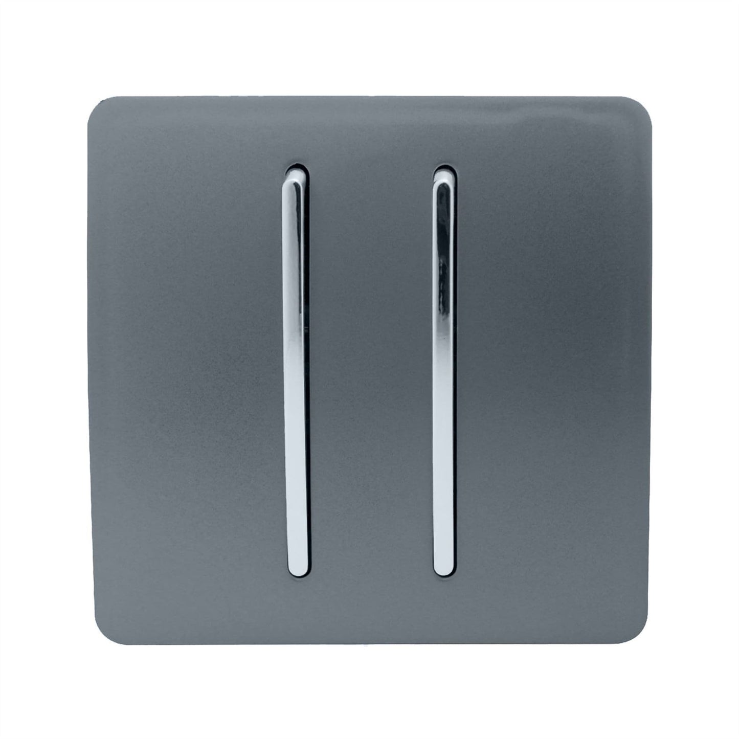 Trendi 2 Gang 2 Way Artistic Modern Glossy 10 Amp Rocker Tactile Light Switch Warm Grey