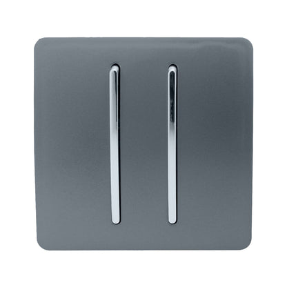 Trendi 2 Gang 2 Way Artistic Modern Glossy 10 Amp Rocker Tactile Light Switch Warm Grey