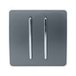 Trendi 2 Gang 2 Way Artistic Modern Glossy 10 Amp Rocker Tactile Light Switch Warm Grey