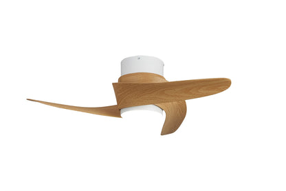Groenland XS 79.5cm 30W LED Dimmable Ceiling Light With Built-In 24W DC Fan, 2700-5000K Remote Control, 2640lm, Wood Effect/White, 5yrs Warranty