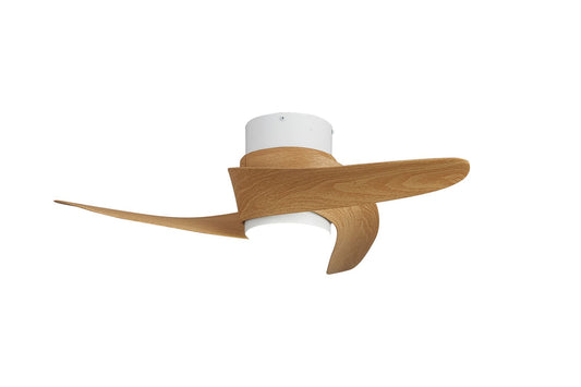 Groenland XS 79.5cm 30W LED Dimmable Ceiling Light With Built-In 24W DC Fan, 2700-5000K Remote Control, 2640lm, Wood Effect/White, 5yrs Warranty