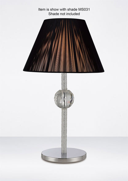 Diyas Elena Crystal Table Lamp WITHOUT SHADE 1 Light E27 Polished Chrome
