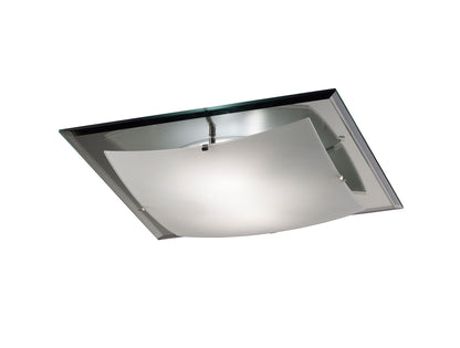 Deco Brooklyn Ceiling Light, 420mm Square, 3 Light E27 Frosted/Smoked Mirror