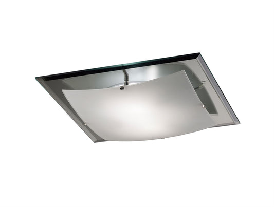 Deco Brooklyn Ceiling Light, 420mm Square, 3 Light E27 Frosted/Smoked Mirror