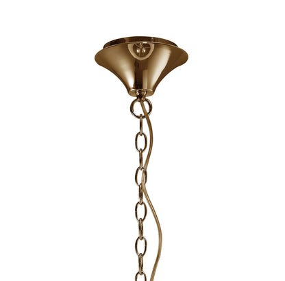Mantra Tiffany 50cm Pendant 3+3 Light E14+G9, French Gold with Cream Shade & Clear Crystal