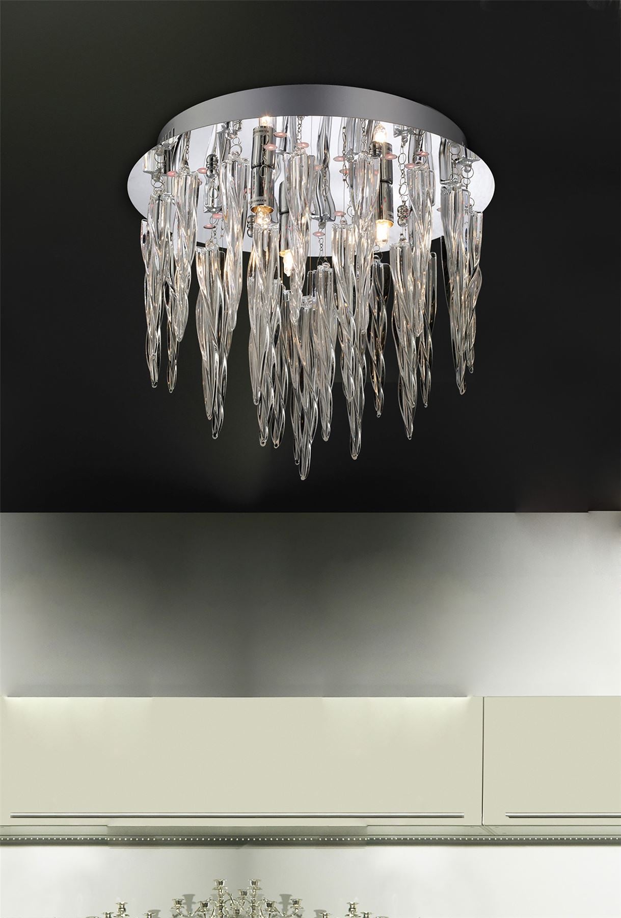Diyas Tropez 30cm  3 Light G9 with RGB LEDs and Remote Control Polished Chrome/Glass Ceiling Light Fitting
