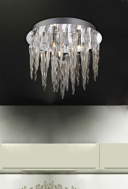 Diyas Tropez 30cm  3 Light G9 with RGB LEDs and Remote Control Polished Chrome/Glass Ceiling Light Fitting