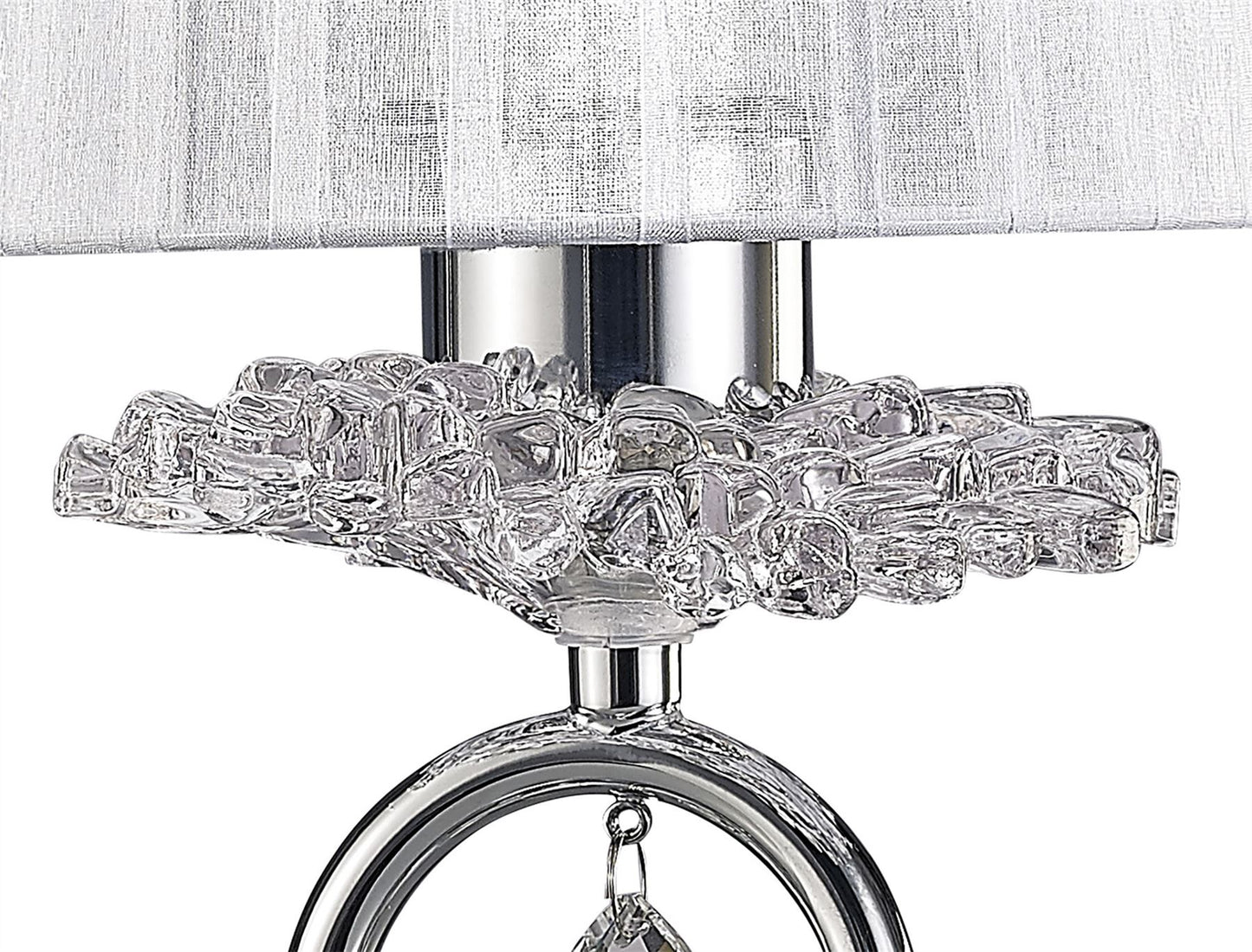 Mantra M5279 Louise Table Lamp 1 Light E27 with White Shade Polished Chrome/Clear Crystal