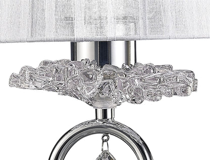 Mantra M5279 Louise Table Lamp 1 Light E27 with White Shade Polished Chrome/Clear Crystal