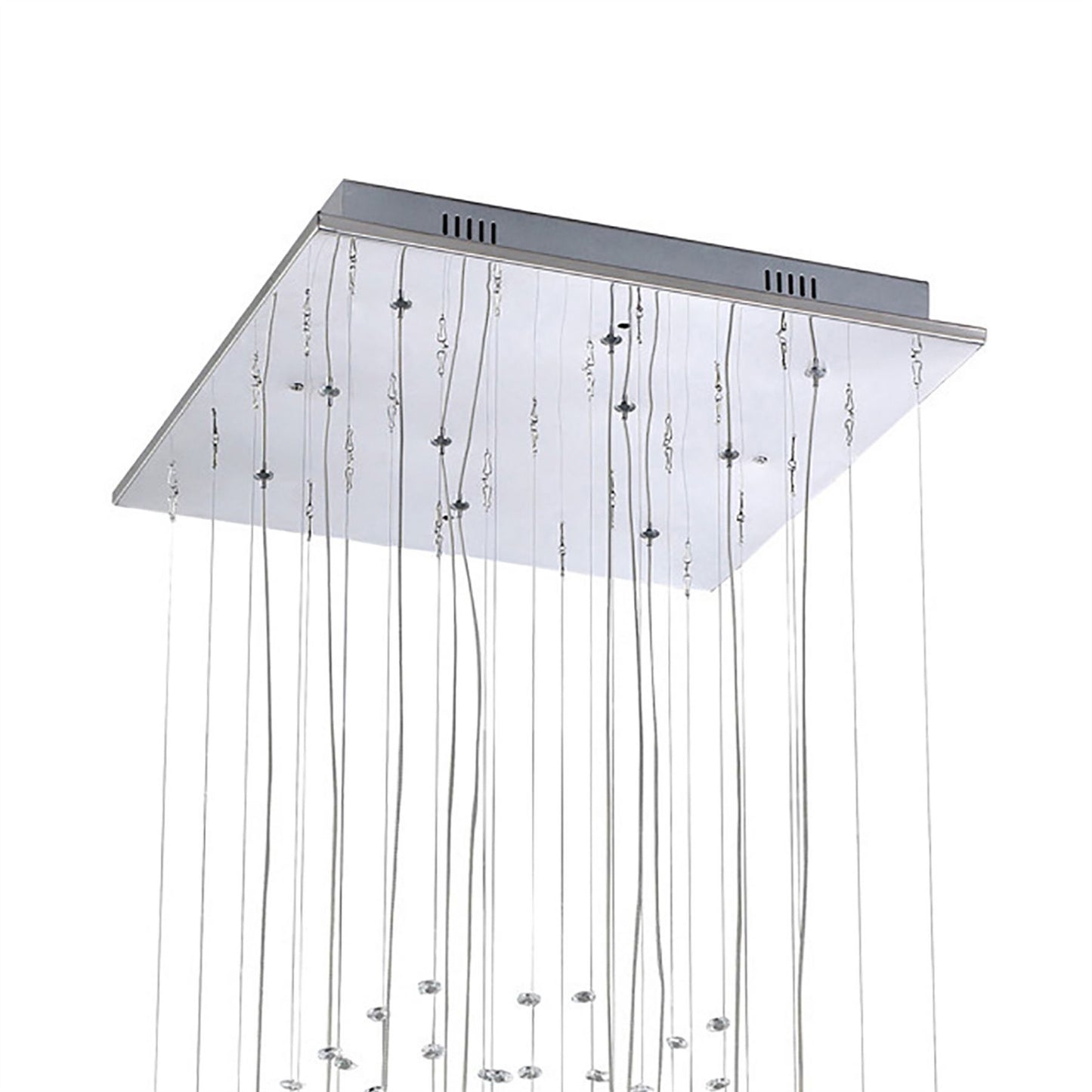 Diyas Class  Square 10 Light G4 Polished Chrome/Black Glass/Crystal, NOT LED/CFL Compatible Ceiling Pendant Light Fitting