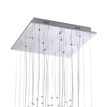 Diyas Class  Square 10 Light G4 Polished Chrome/Black Glass/Crystal, NOT LED/CFL Compatible Ceiling Pendant Light Fitting
