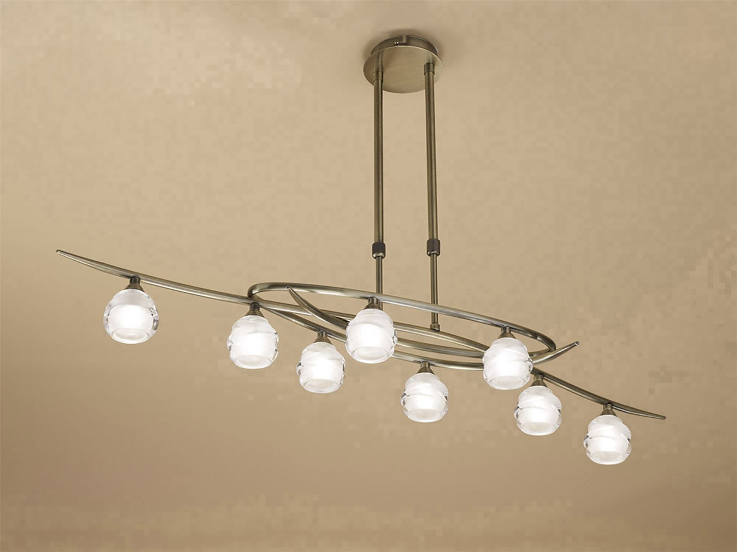 Mantra M1820 Loop Rectangular Telescopic 8 Light G9 ECO Line, Antique Brass