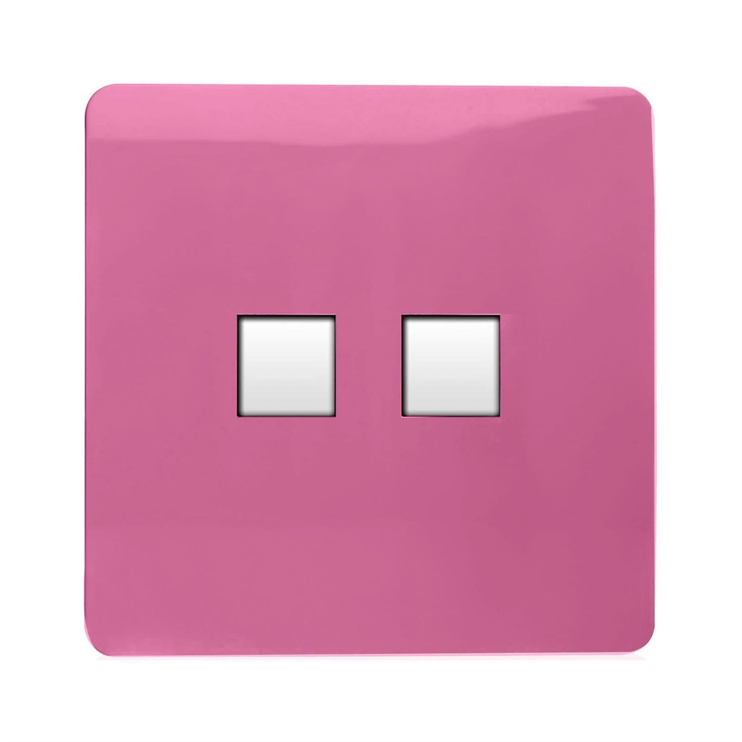 Trendi Artistic Modern Glossy 2 Gang Tactile RJ45 Cat 5e&Cat 6 PC Ethernet Socket Pink