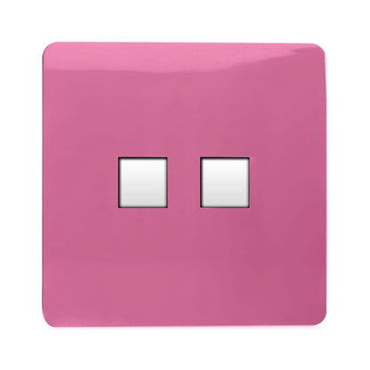 Trendi Artistic Modern Glossy 2 Gang Tactile RJ45 Cat 5e&Cat 6 PC Ethernet Socket Pink