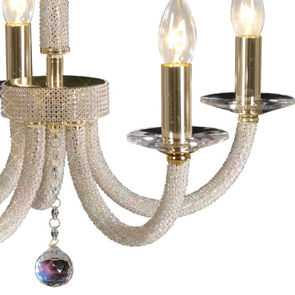 Diyas Elena  5 Light E14 Gold/Crystal Ceiling Pendant Light Fitting