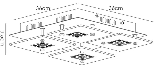 Diyas Cosmic Flush  Square 4 Light G9 Polished Chrome/Glass/Crystal Ceiling Light Fitting