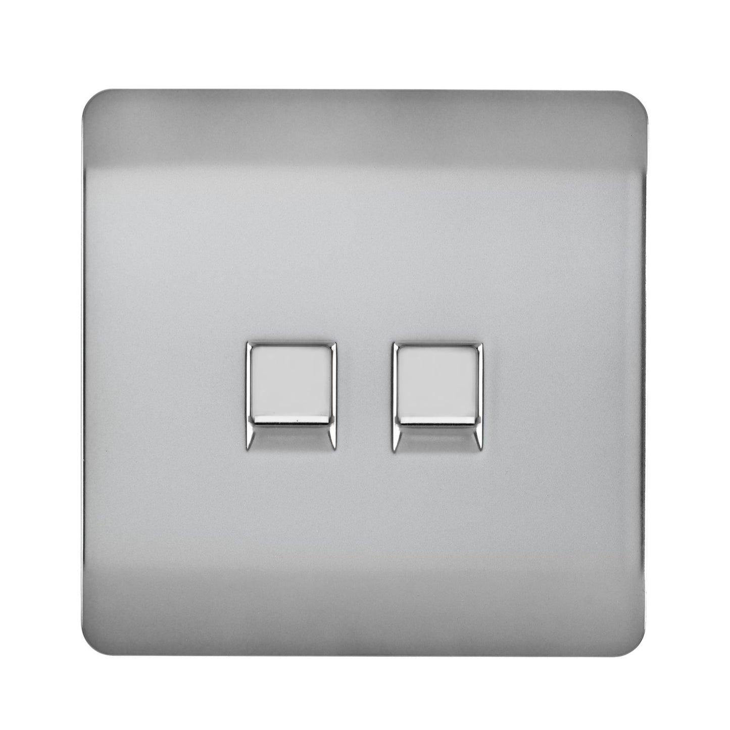 Trendi Artistic Modern Glossy Tactile Telephone + Cat 5e & Cat 6 RJ45 PC Socket Stainless Steel