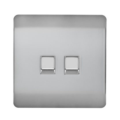 Trendi Artistic Modern Glossy Tactile Telephone + Cat 5e & Cat 6 RJ45 PC Socket Stainless Steel