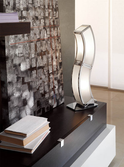 Mantra M0396 Duna E27 Table Lamp 2 Light E27, Polished Chrome/White Acrylic