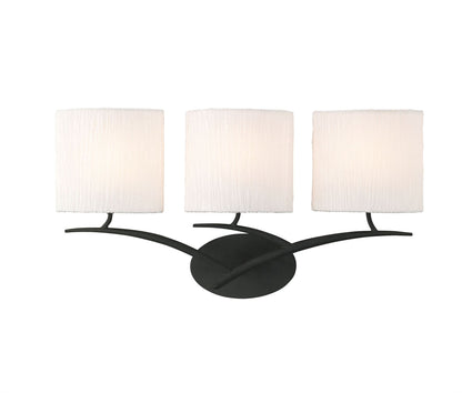 Mantra Eve Wall Light Switched 3 Light E27, Anthracite with White Oval Shades