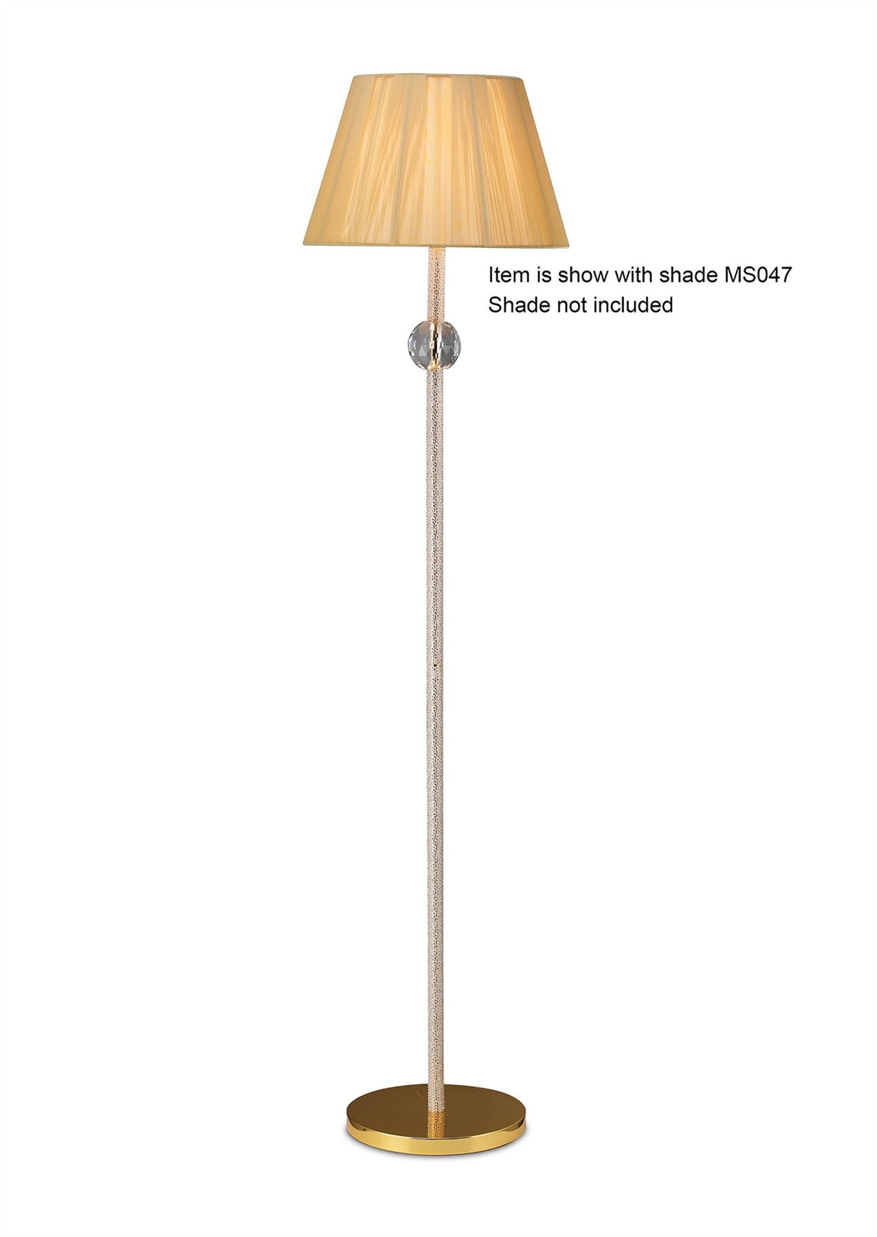 Diyas Elena Floor Lamp WITHOUT SHADE 1 Light E27 Gold/Crystal