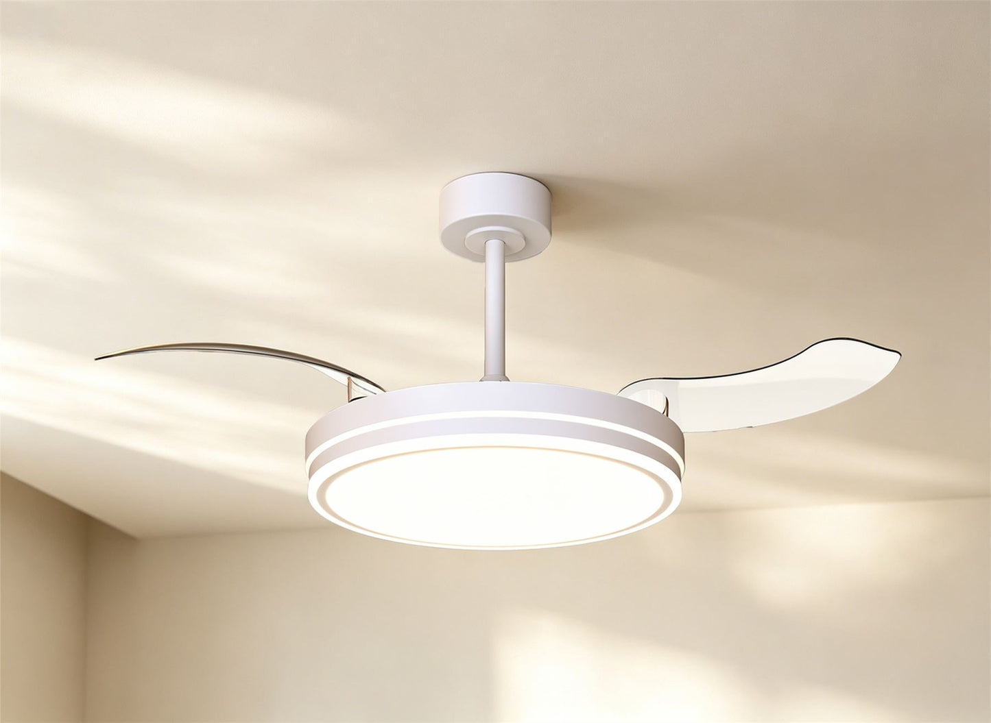 Luna 49cm 36W LED Dimmable Ceiling Light With Built-In 28W DC Fan, 3000-5000K Remote Control, 5710lm, White, 5yrs Warranty