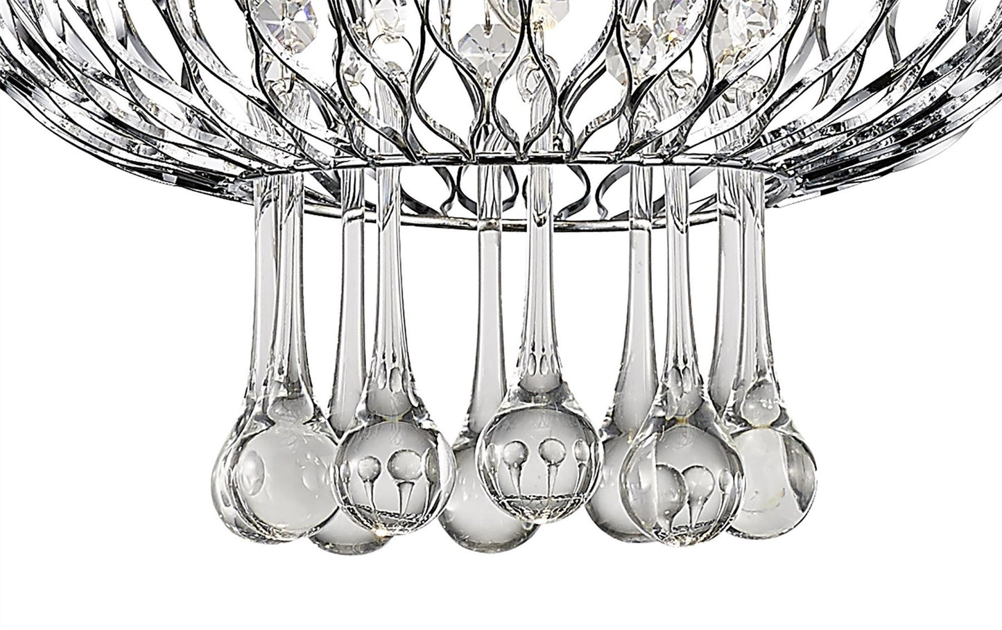Diyas Chelsie 28cm Medium  1 Light E14 Polished Chrome/Clear Beaded Glass Ceiling Pendant Light Fitting