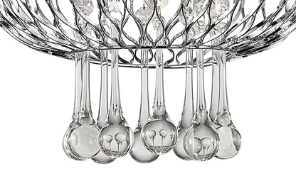 Diyas Chelsie 28cm Medium  1 Light E14 Polished Chrome/Clear Beaded Glass Ceiling Pendant Light Fitting