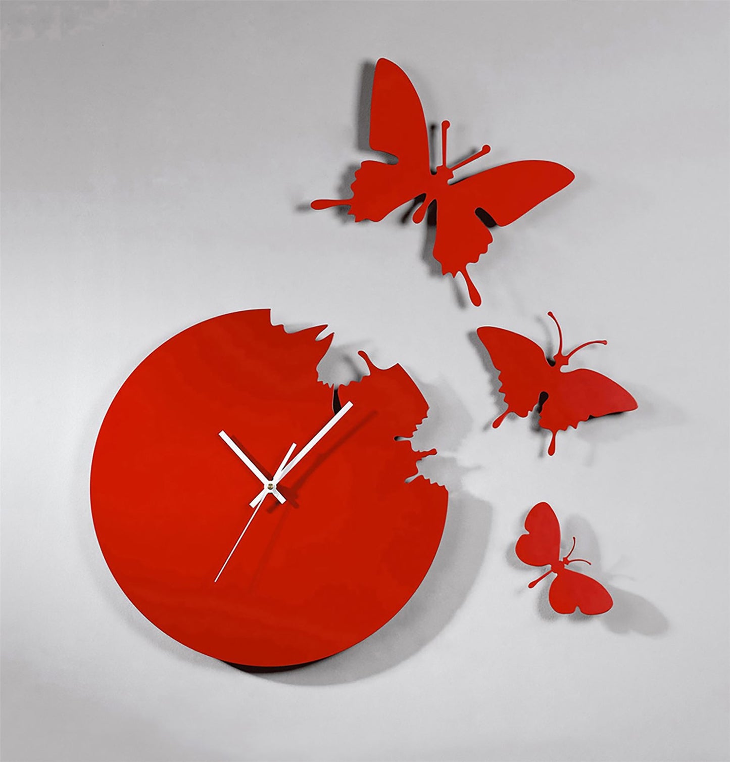 Diyas Home (DH) Infinity Cutout Butterfly Clock Red Wall