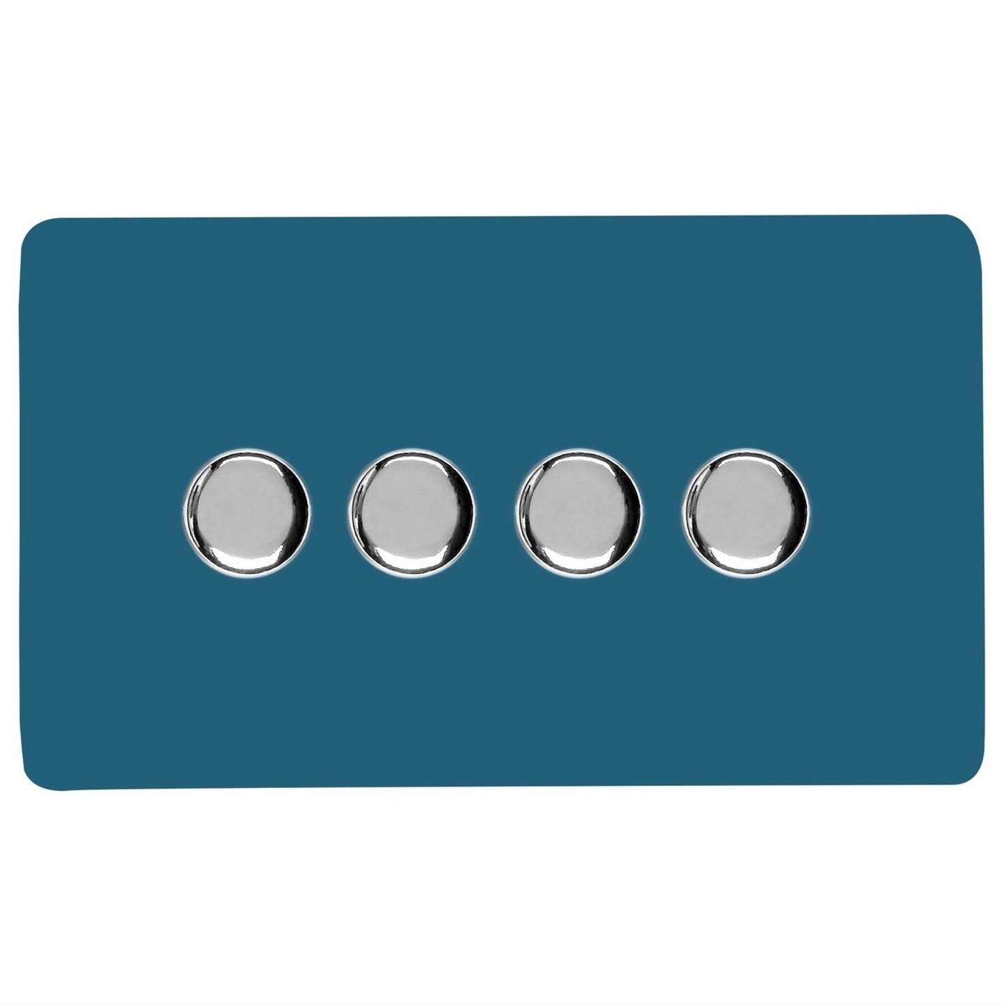Trendi 4 Gang 2 Way 240V 100w LED Dimmer Screwless Raised Front Plate Plastic Artistic Modern Glossy 10 Amp Chrome Single Electrical Wall Light Switch in Ocean Blue - ART-4LDMOB