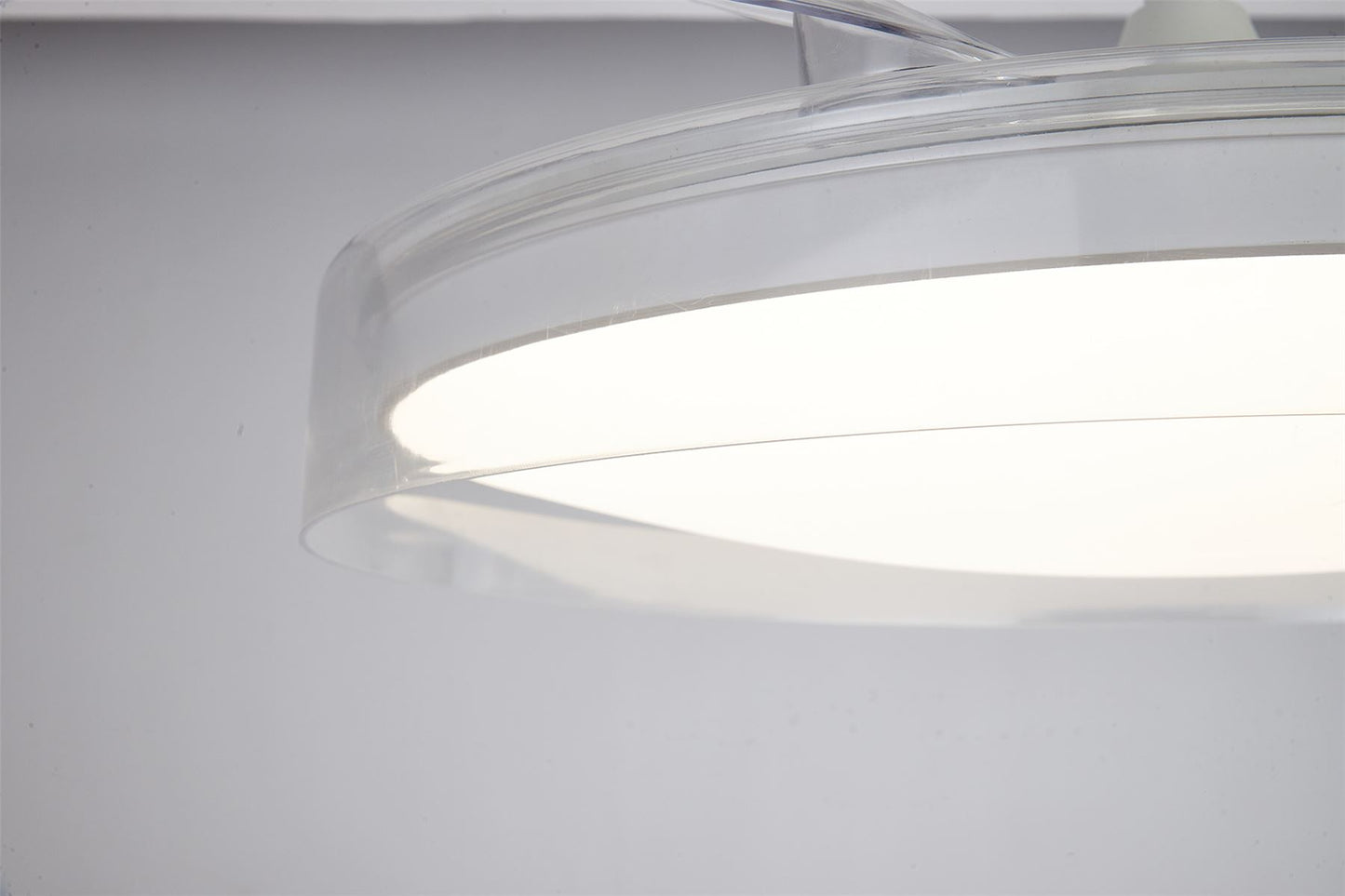Glass Fan 53cm 40W LED Dimmable Ceiling Light With Built-In 30W DC Fan, 3000-5000K Remote Control, 6400lm, White/Clear, 5yrs Warranty