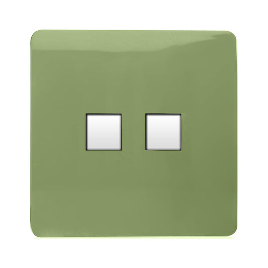 Trendi Artistic Modern Glossy Tactile Telephone Socket + Cat 5e&Cat 6 RJ45 PC Socket Moss Green