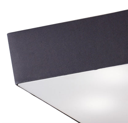 Mantra Akira Square Flush Ceiling 4 Light E27, Polished Chrome/Frosted Glass with Black Shade