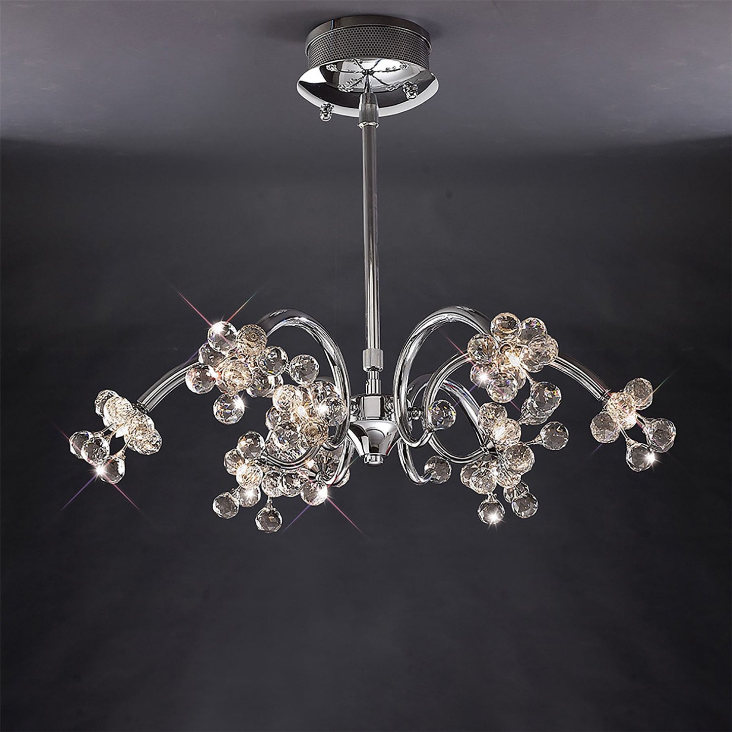 Diyas Octavia 65cm  9 Light G4 Polished Chrome/Crystal, NOT LED/CFL Compatible Ceiling Pendant Light Fitting