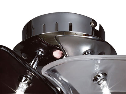 Mantra Otto Ceiling/Wall 3 Light G4 Round, Polished Chrome/Frosted Glass/Black Glass, NOT LED/CFL Compatible