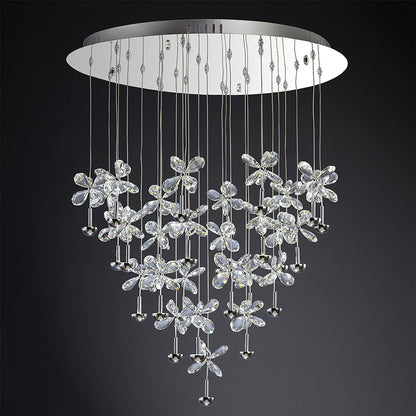 Diyas Aviva 68cm  Round 28 Light 4000K LED Polished Chrome/Crystal Ceiling Pendant Light Fitting